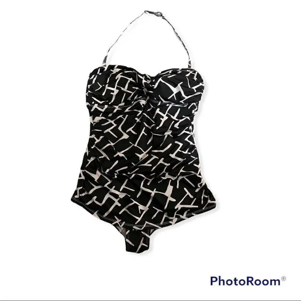 Jantzen Women Black/light gray swimming suit sz 14